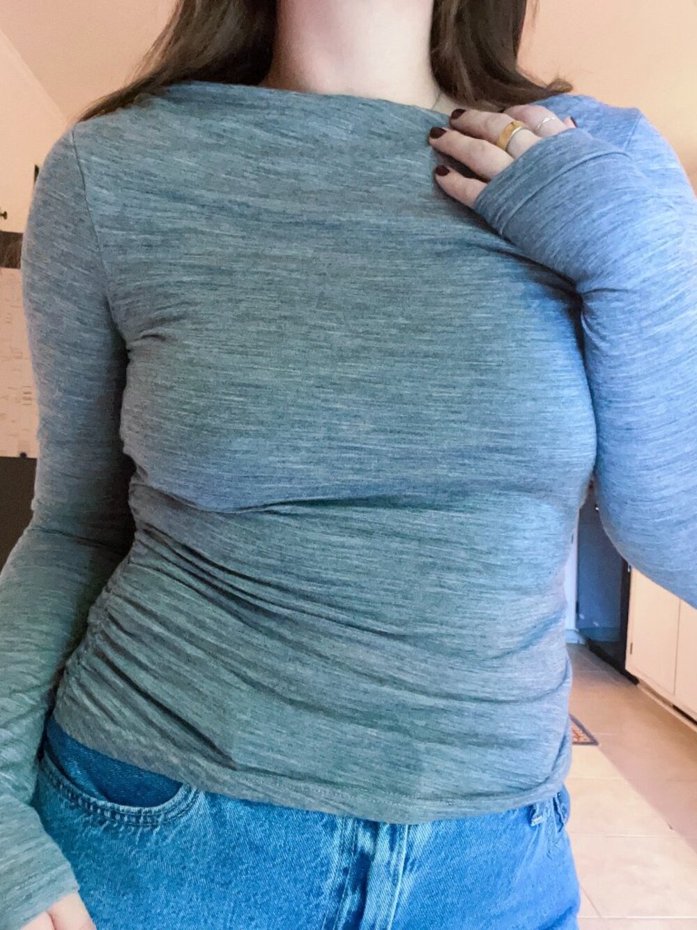 & other stories sexy gray long sleeve top